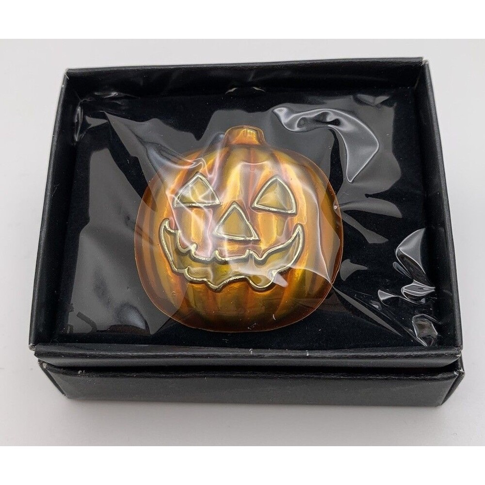 Avon Pumpkin Brooch Fall Halloween Pin In Original Box